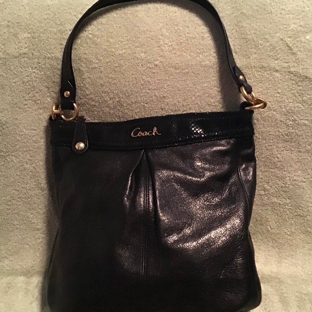 COACH Ashley Black Leather Hippie Shoulder Bag #C1381-F20114